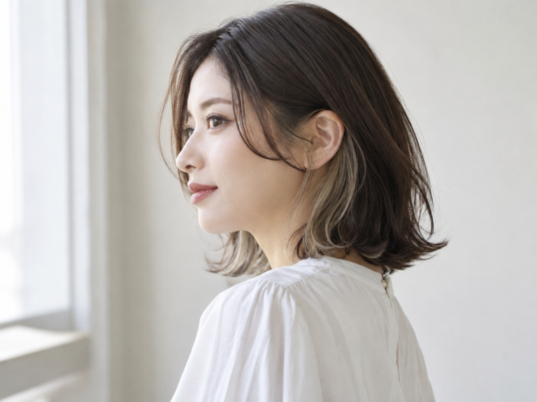 ベージュのイヤリングカラーの参考スタイル(AI生成)