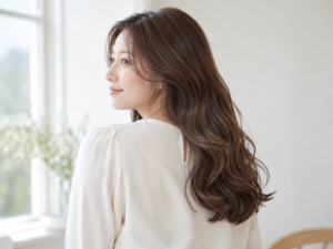 ゆるやかなウェーブのロングヘア（AI生成）