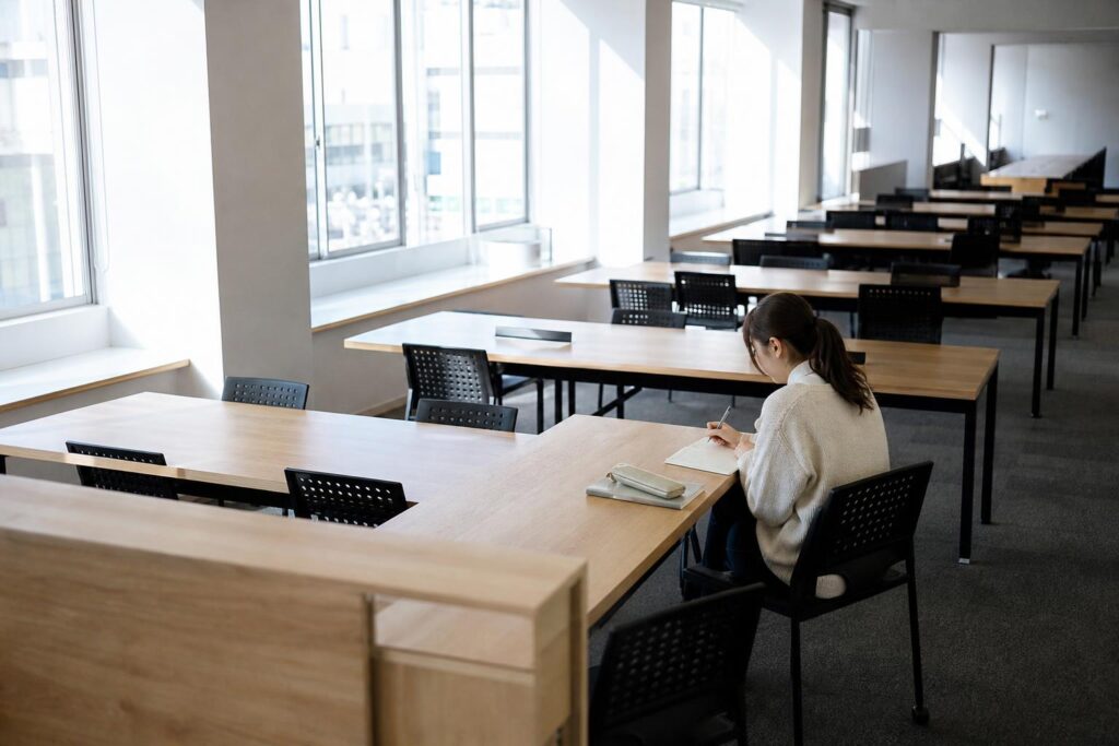 面接前に実績をノートへ書き出す美容師